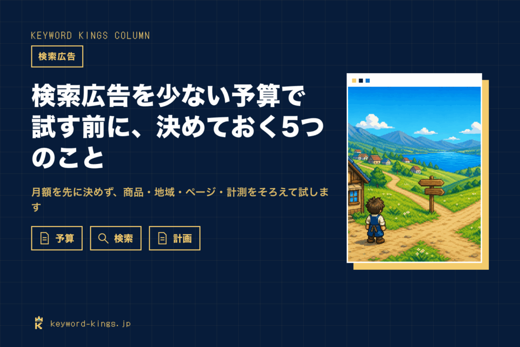 検索広告を少ない予算で試す前に決めておく5つのこと
